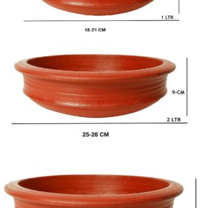 Earthen Handi Kadai Clay Pots by Ecocraft India Online Set Dimensions