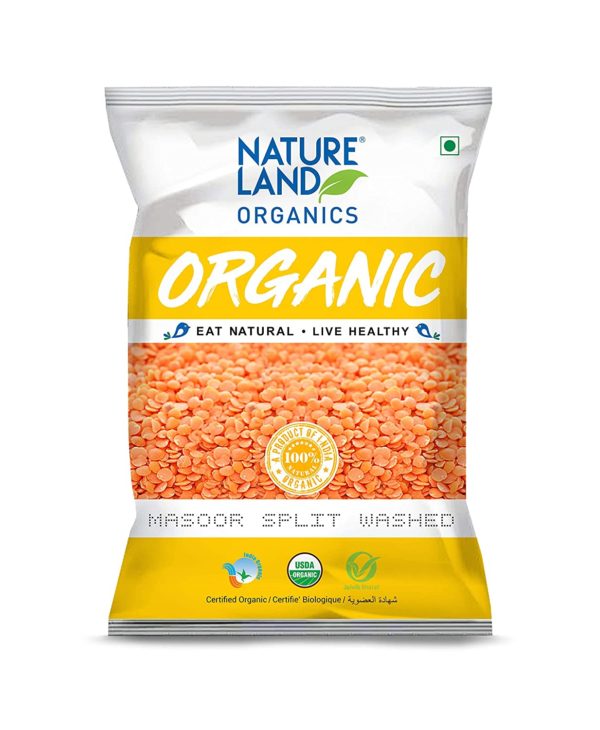 Organic Masoor Dal Split Washed 500 gms by Natureland Organics