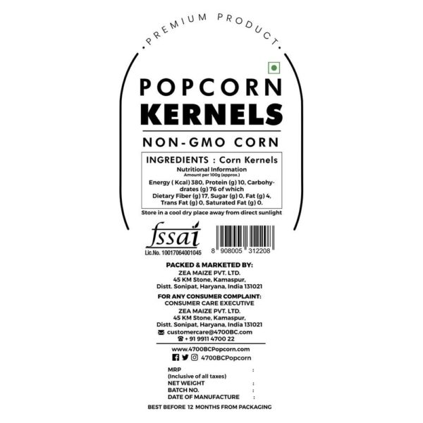 Popcorn Makka Corn Kernels 975 gms by 4700BC Properties