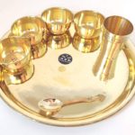 Pure Brass Thali Dinner Set 14 Inch Set of 7 Pieces by KBB