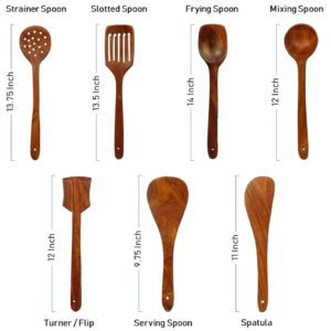 Wooden Sheesham Serving Cooking Spatula Set by Bell Pepper Measurements