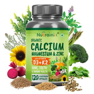 Nutrainix Plant Based Organic Calcium Magnesium Zinc D3 K2 - front